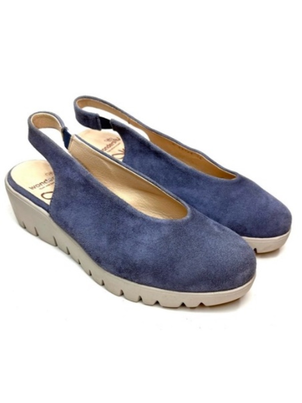 Wonders Blue Suede Slingback Wedges | 36